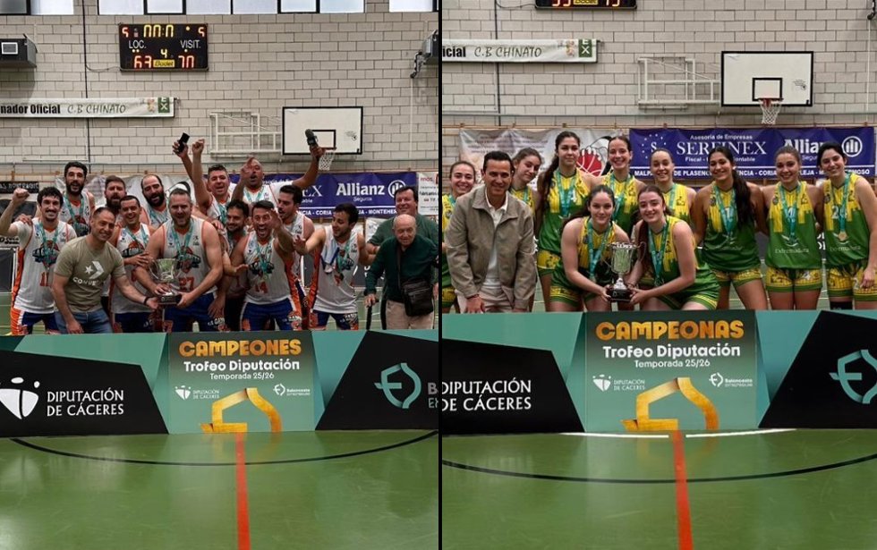 El CB Al-Qázeres ADC Verde y el CP Estudiantes Nazaret, campeones del Trofeo de baloncesto Diputación de Cáceres
