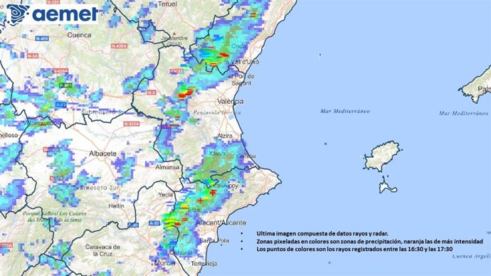 Tormentas este domingo en la Comunitat Valenciana.
