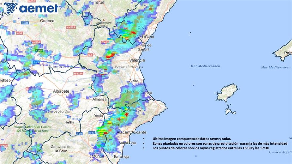Tormentas este domingo en la Comunitat Valenciana.