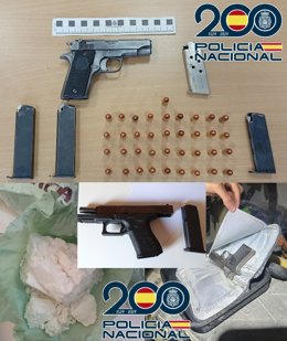 Armas intervenidas en operativos antidroga en Málaga capital