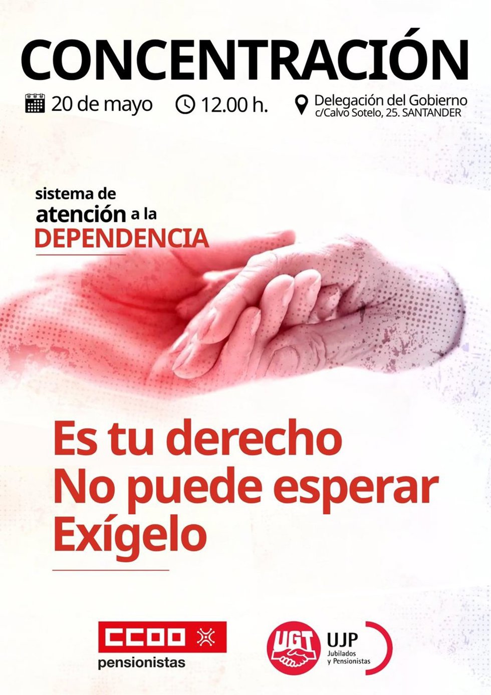 CCOO y UGT se concentran este miércoles para exigir la plena implantación del sistema de atención a la Dependencia