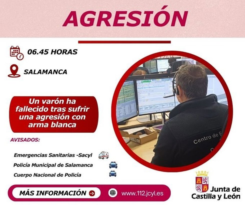 Gráfico elaborado por el 112 con datos de la agresión por arma blanca ocurrida en Salamanca