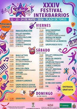 Cartel del XXXIV Festival Interbarrios de Albacete.