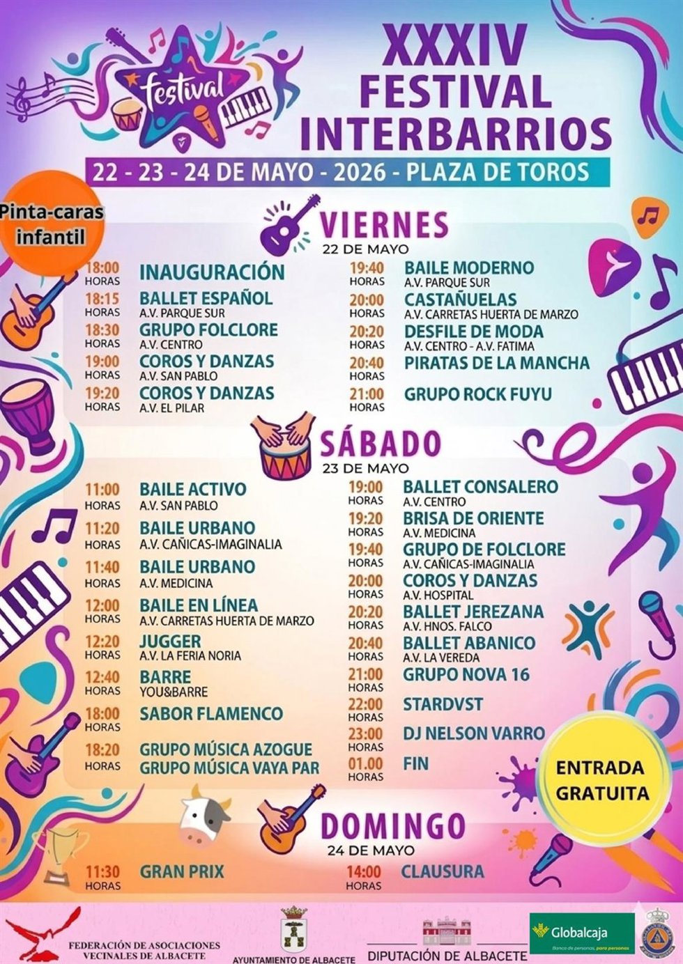 Cartel del XXXIV Festival Interbarrios de Albacete.