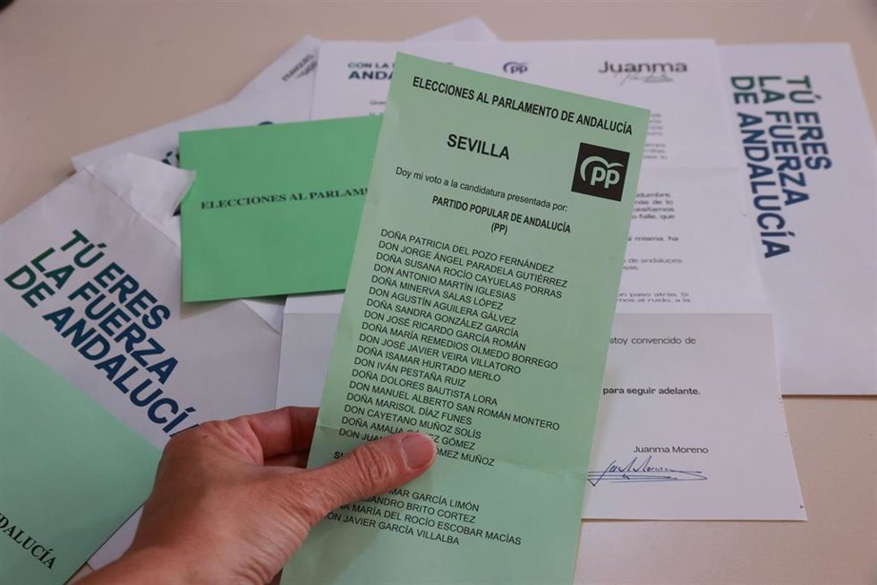 Lista de los candidatos del PP-A por Sevilla encabezada por Patricia del Pozo como imagen de recurso.