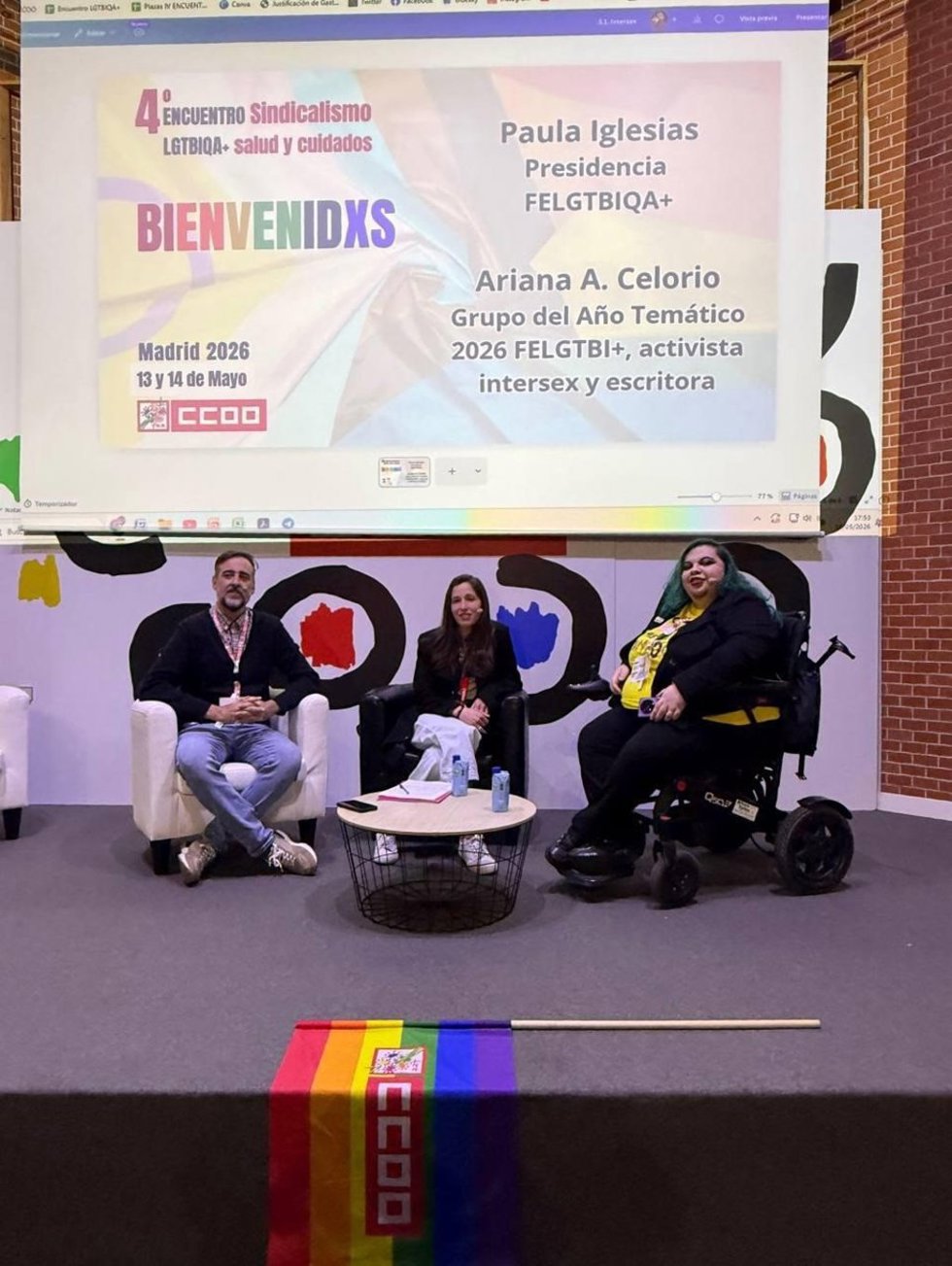 Los representantes de la FELGTBI+ y la Federación de Sanidad y Sectores Sociosanitarios de CCOO.