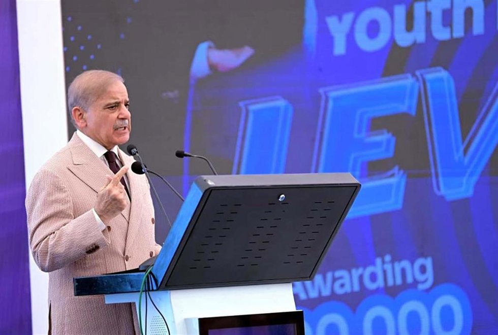 El primer ministro de Pakistán, Shehbaz Sharif, durante un evento agrícola. 