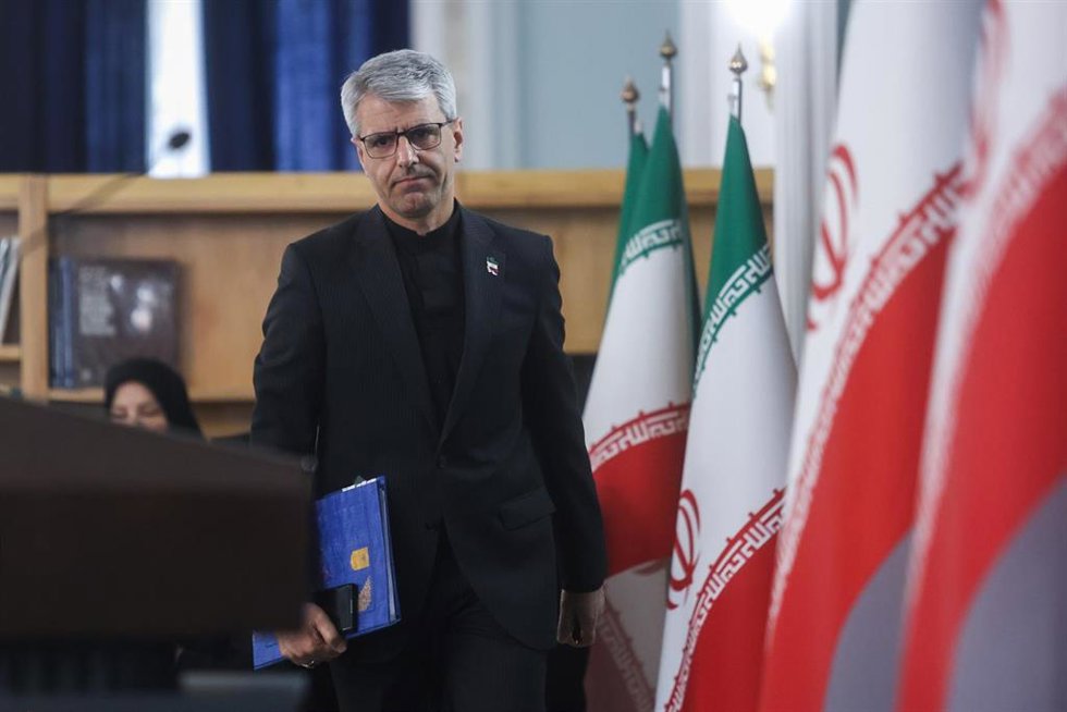 El portavoz del Ministerio de Exteriores de Irán, Esmaeil Baqaei, durante una rueda de prensa en Teherán.