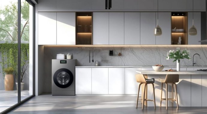 Conjunto de cozinha com lavadora da Samsung