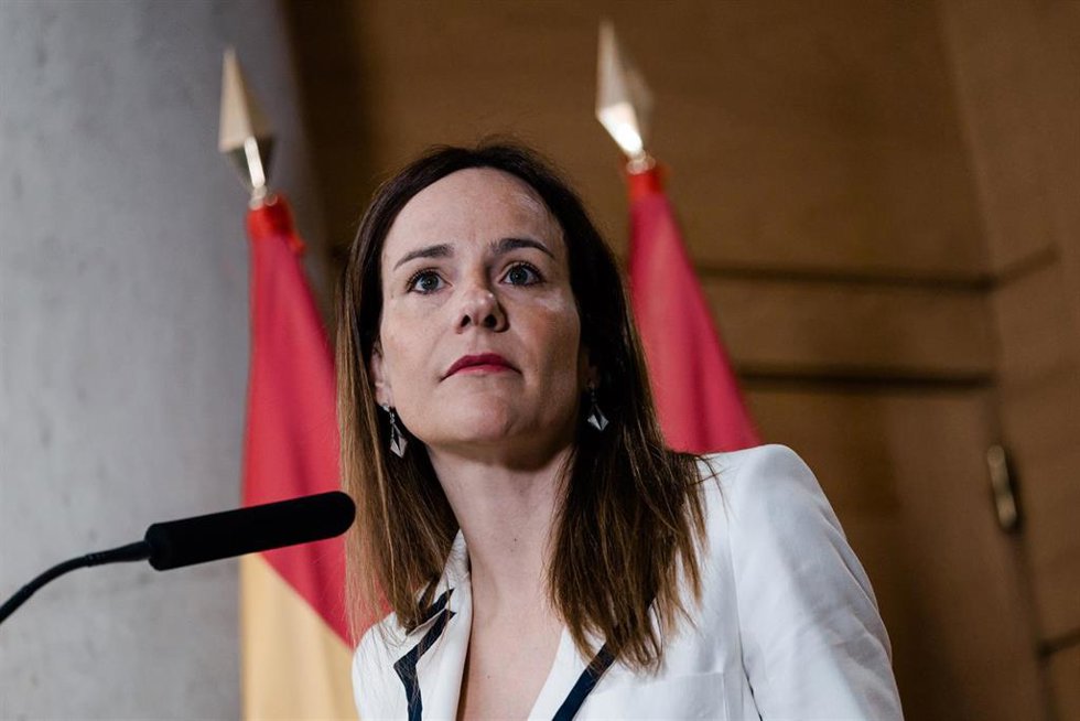 La portavoz de Vox en la Asamblea de Madrid, Isabel Moñino, durante una sesión plenaria en la Asamblea de Madrid, a 14 de mayo de 2026, en Madrid (España).