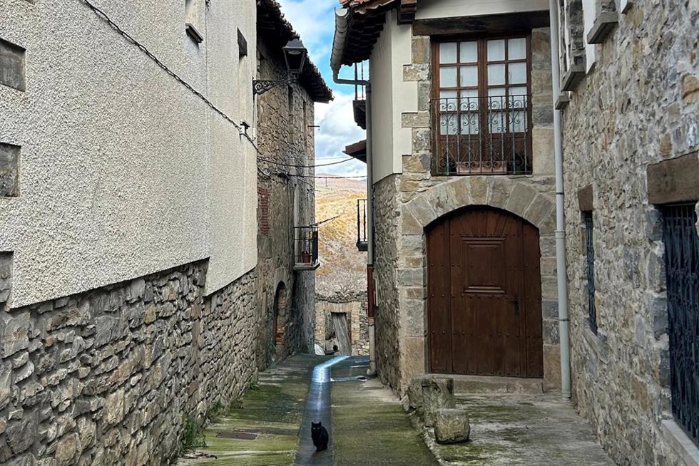 Una de las calles de la localidad de Navascués.