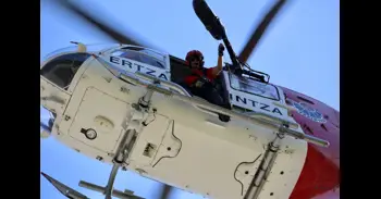 Rescatado en helicóptero un ciclista herido tras sufrir una caída en el monte Mello en Muskiz (Bizkaia)