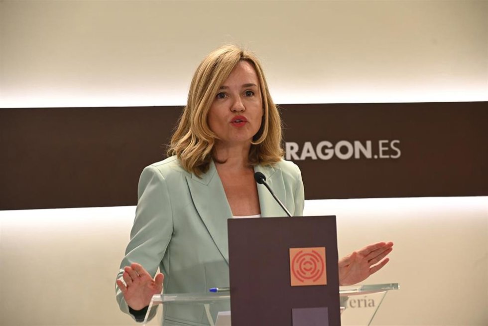 La secretaria general del PSOE Aragón, Pilar Alegría, tras el Pleno de las Cortes de Aragón, a 28 de abril de 2026, en Zaragoza, Aragón (España).