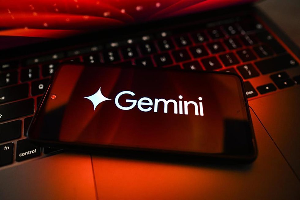 May 4, 2026, Poland: In this photo illustration, a Gemini logo is displayed on a smartphone on top of a laptop.
