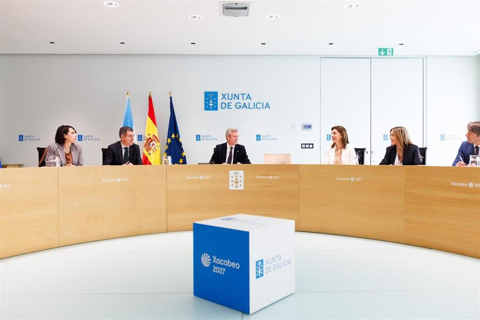 El presidente de la Xunta, Alfonso Rueda, en la reunión semanal de su equipo de Gobierno.