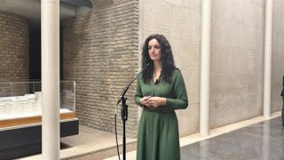 Archivo - La diputada de IU-Movimiento Sumar, Marta Abengochea, en declaraciones a los medios de comunicación tras el pleno de constitución de las Cortes de Aragón en la XII Legislatura.