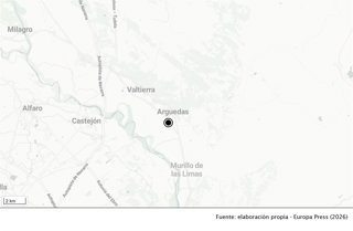 Mapa de Navarra con la localidad de Arguedas, lugar donde este lunes se ha cometido un presunto crimen machista.