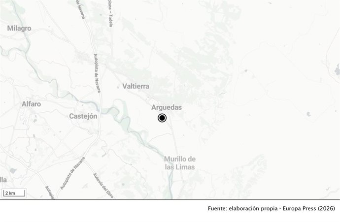 Mapa de Navarra con la localidad de Arguedas, lugar donde este lunes se ha cometido un presunto crimen machista.