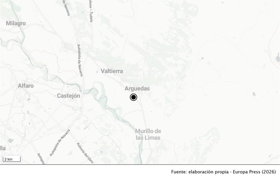 Mapa de Navarra con la localidad de Arguedas, lugar donde este lunes se ha cometido un presunto crimen machista.
