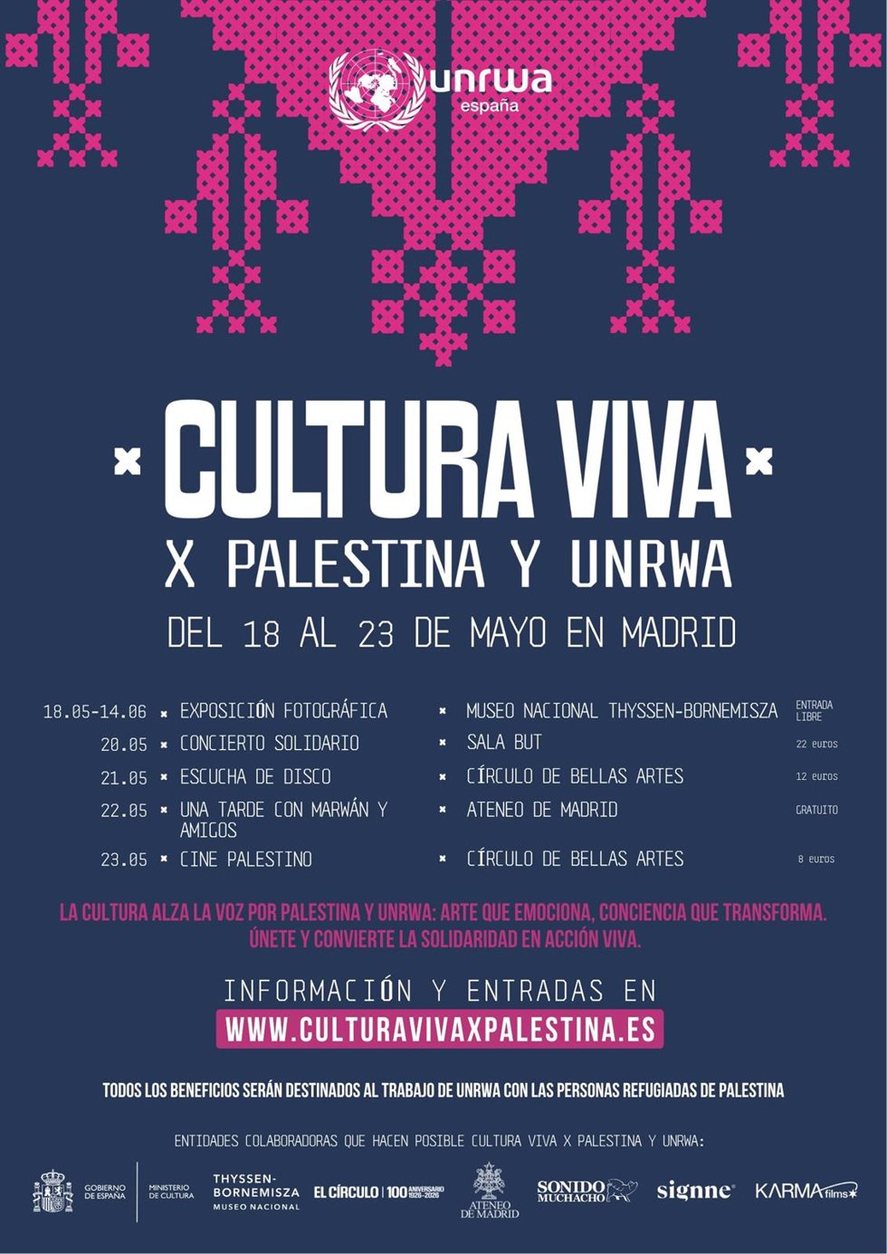 Archivo - Arranca 'Cultura Viva X Palestina y UNRWA', una iniciativa solidaria impulsada por UNRWA España.