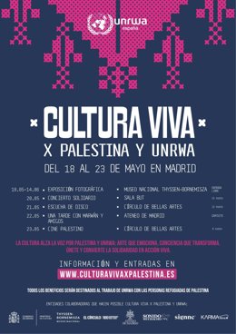 Archivo - Arranca 'Cultura Viva X Palestina y UNRWA', una iniciativa solidaria impulsada por UNRWA España.