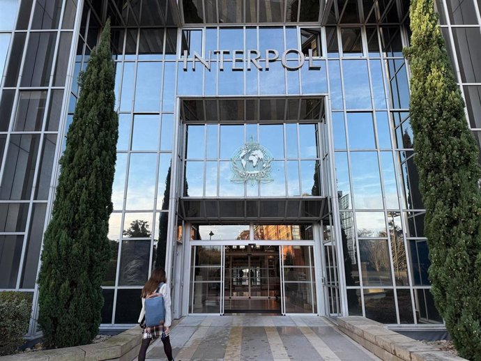 Archivo - Entrada a la sede de Interpol en Lyon, Francia