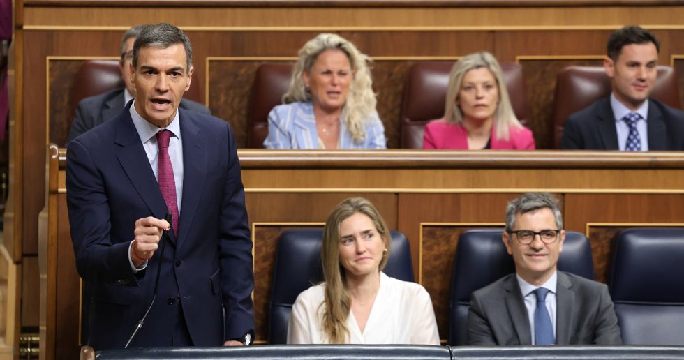 El presidente del Gobierno, Pedro Sánchez, interviene durante una sesión de control al Gobierno, en el Congreso de los Diputados, a 20 de mayo de 2026, en Madrid (España)