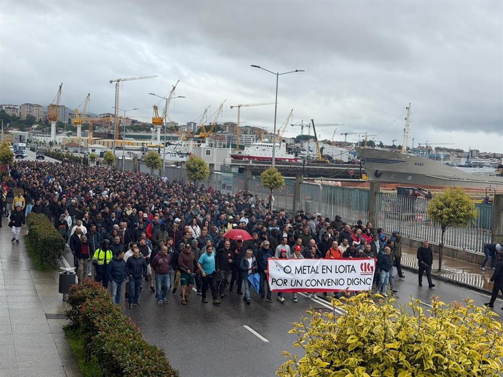 Imagen de la manifestación del metal de este martes.