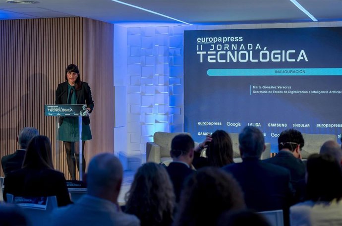 La secretaria de Estado de digitalización y IA, María González Veracruz, durante una Jornada Tecnológica organizada por Europa Press, en el Espacio Zénit the Venue, a 19 de mayo de 2026, en Madrid (España).