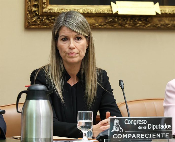 A jornalista Maribel Vilaplana na comissão de inquérito sobre a tempestade do Congresso dos Deputados