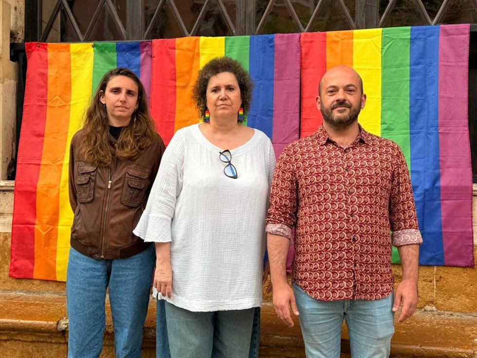La regidora socialista Elena Navarro, el regidor de MÉS per Palma Miquel Àngel Contreras y la portavoz de Unidas Podemos, Lucía Muñoz.