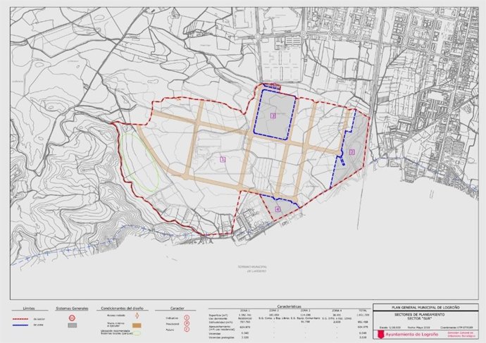 Mapa de la delimitación del Sector Sur de Logroño