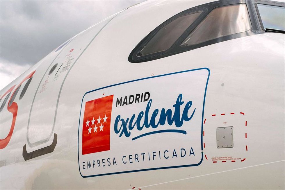Iberia Express con el sello "Madrid Excelente" en su modelo Airbus A321neo