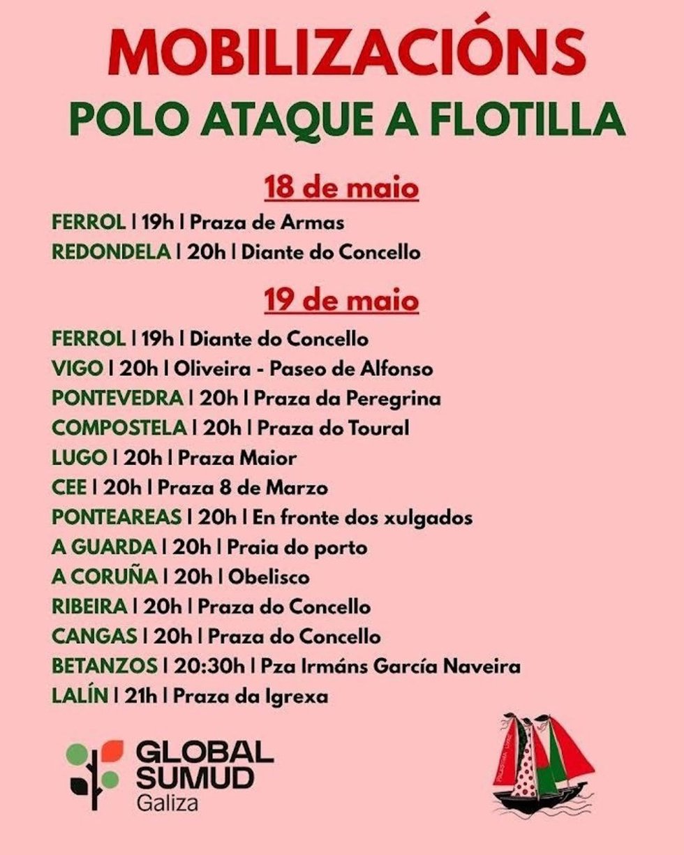 Cartel con las movilizaciones de este martes, 19 de mayo