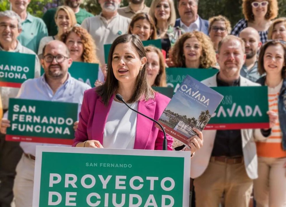 Archivo - La socialista Patricia Cavada, alcaldesa de San Fernando por tercera vez, durante un acto de campaña en las pasadas municipales de 2023. ARCHIVO.