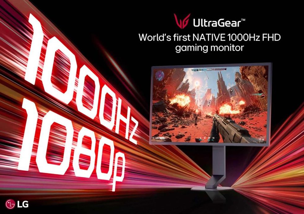 El nuevo monitor LG UltraGear (25G590B) con frecuencia de actualización nativa de 1.000 Hz.