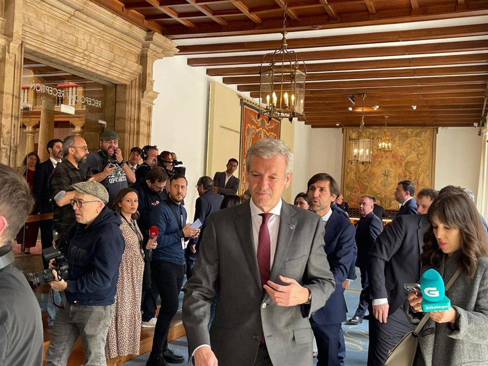 El presidente de la Xunta de Galicia, Alfonso Rueda, en el Hotel Eurostars de La Reconquista de Oviedo.