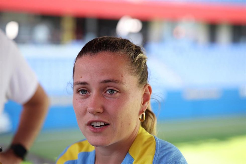 La jugadora del Barça Femení Claudia Pina en el Media Day previo a la final de la Liga de Campeones Femenina 2026
