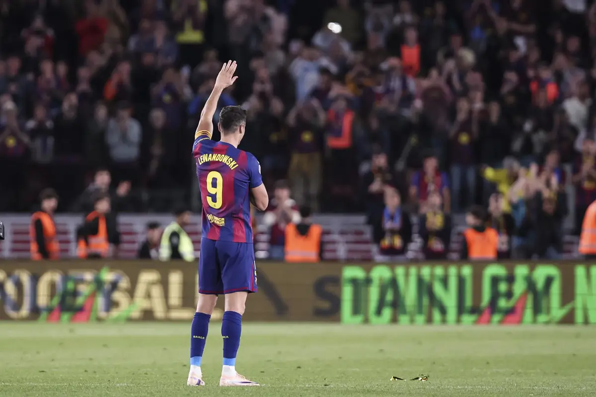 Robert Lewandowski en su último partido en el Camp Nou