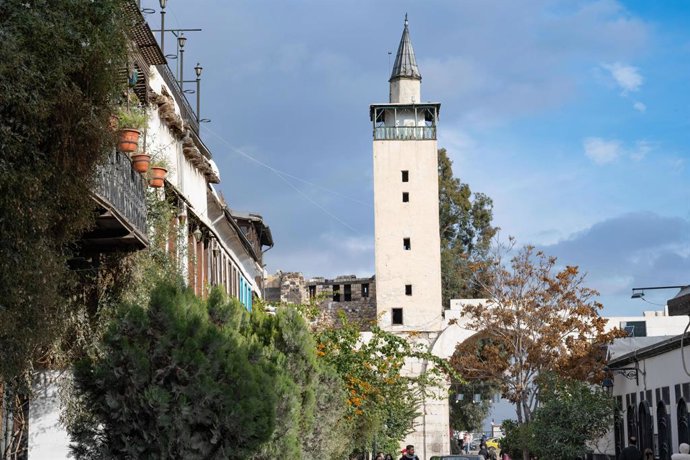 Archivo - Arquivo - 10 de dezembro de 2025, Damasco, Síria: Bab Sharqi, o Portão Oriental da Cidade Velha de Damasco, também conhecido como Portão do Sol, um dos sete portões antigos da cidade de Damasco.
