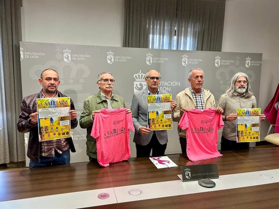 La Diputación de León ha acogido este martes la presentación de la jornada solidaria 'A Santiago contra el cáncer' Vía Künig.