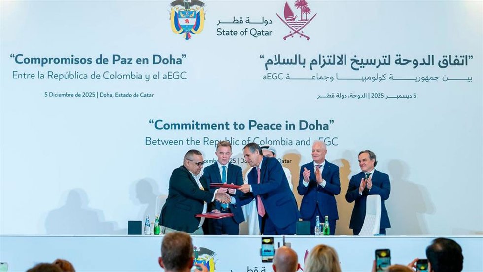 Archivo - Acuerdo en Doha entre las delegaciones del Gobierno colombiano y del Clan del Golfo.