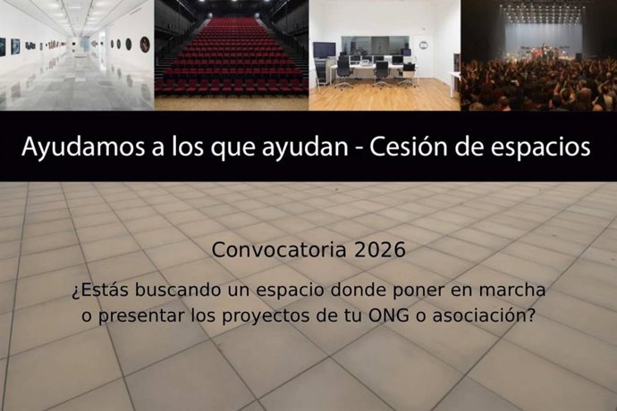 Cartel del programa 'Ayudamos a los que Ayudan-Cesión de Espacios 2026'.