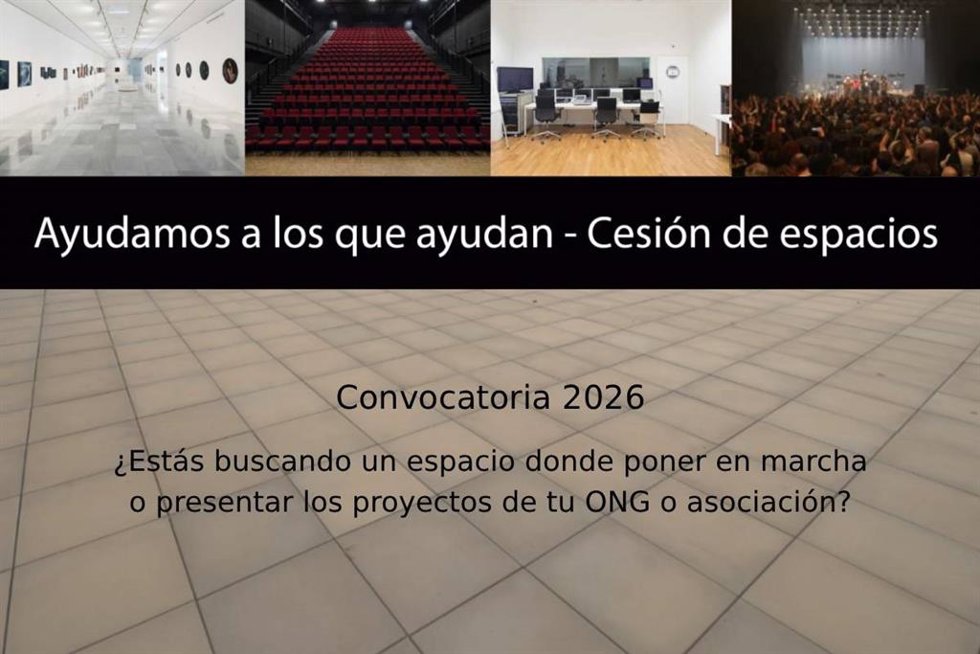 Cartel del programa 'Ayudamos a los que Ayudan-Cesión de Espacios 2026'.