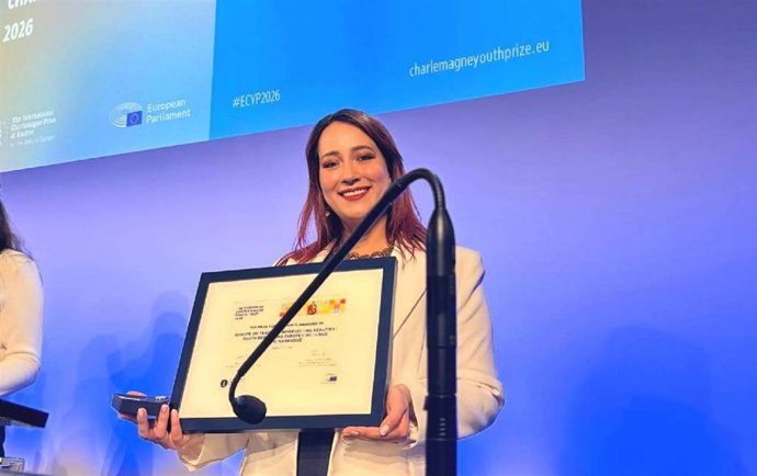 La estudiante de la ULE Daniela Orozco, galardonada con el Premio Europeo Carlomagno de la Juventud.