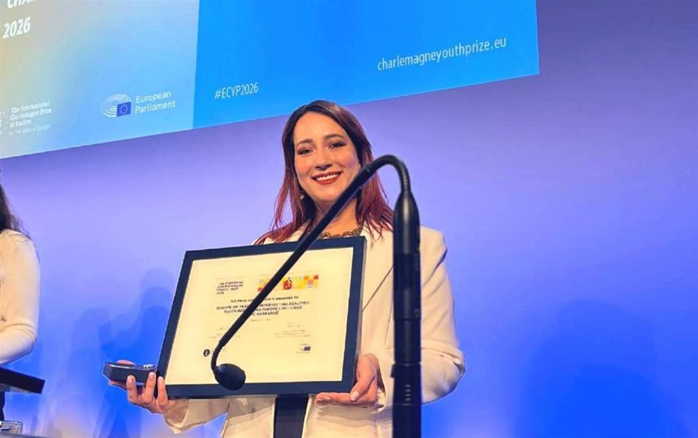 La estudiante de la ULE Daniela Orozco, galardonada con el Premio Europeo Carlomagno de la Juventud.