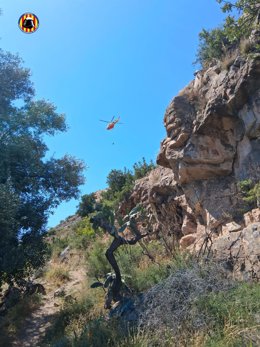 Hallan un cadáver en un punto de difícil acceso en el entorno del Castell de Sagunt