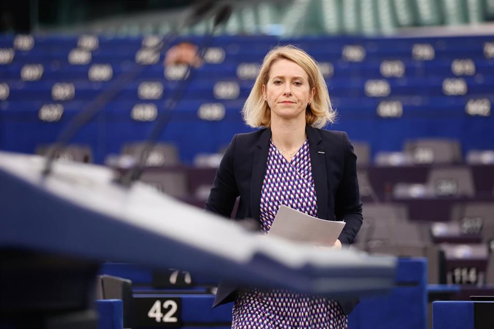 La Alta Representante para la Política Exterior de la UE, Kaja Kallas,  en el pleno del Parlamento Europeo en Estrasburgo (Francia)