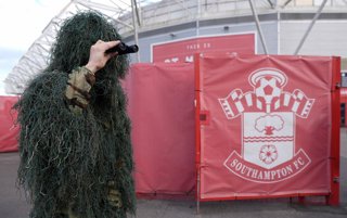FILED - 12 May 2026, United Kingdom, Southampton: FILE PHOTO - A fan in Camouflage seen ahead the English Sky Bet Championship play off semi-final soccer match between Southampton and Middlesbrough at St Mary's Stadium. Southampton have been expelled from
