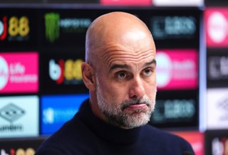 19 May 2026, United Kingdom, Bournemouth: Manchester City manager Pep Guardiola speaks to the media during a press conference following the English Premier League soccer match between AFC Bournemouth and Manchester City at the Vitality Stadium. Photo: Joh